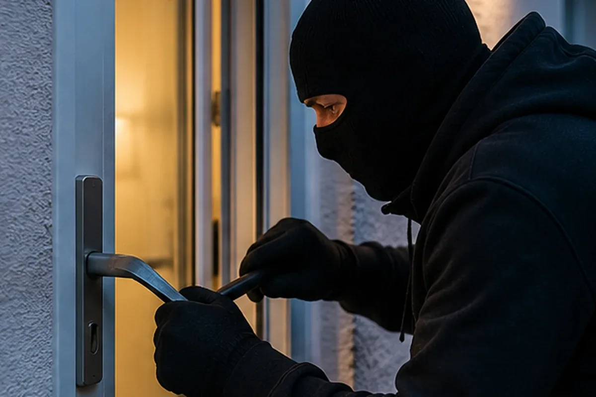 Symbolbild zum Einbruchschutz: Einbrecher versucht gewaltsam in ein Wohnhaus einzudringen